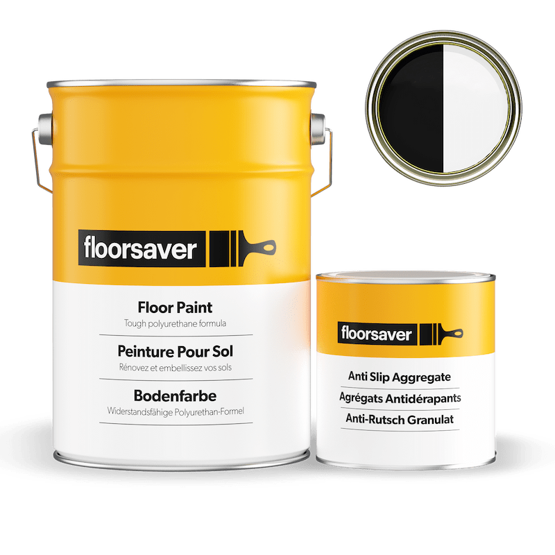 Packshot of White & Black Floor Paint Anti Slip